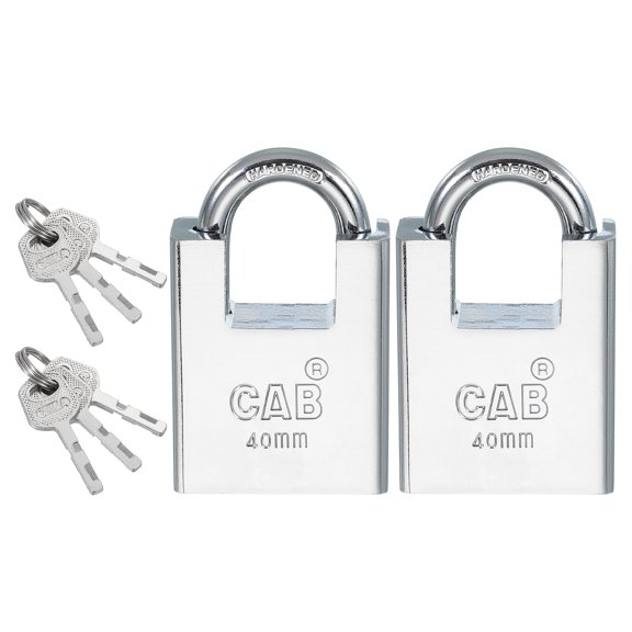 Uxcell Stainless Steel Padlocks, High-Security Padlock Keyed Different Shrouded Pad Locks Harden Shackle with Keys 1-9/16"