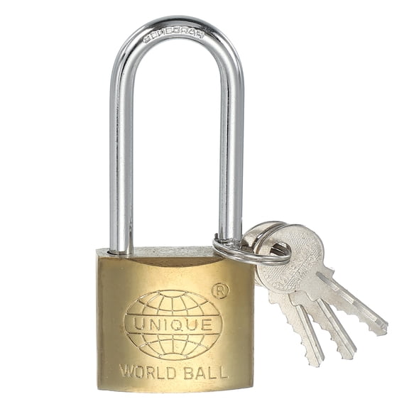 Uxcell Stainless Steel Padlocks Keyed Alike Long Shackle Lock Padlock with Keys for Gym Locker Gate Fence Outdoor 3.5"
