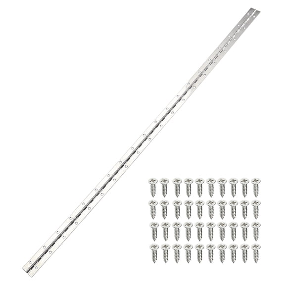 Uxcell Stainless Steel Piano Hinge Continuous Hinge for Cabinet Doors Wardrobe Doors Silver 48 Inch x 1.2 Inch