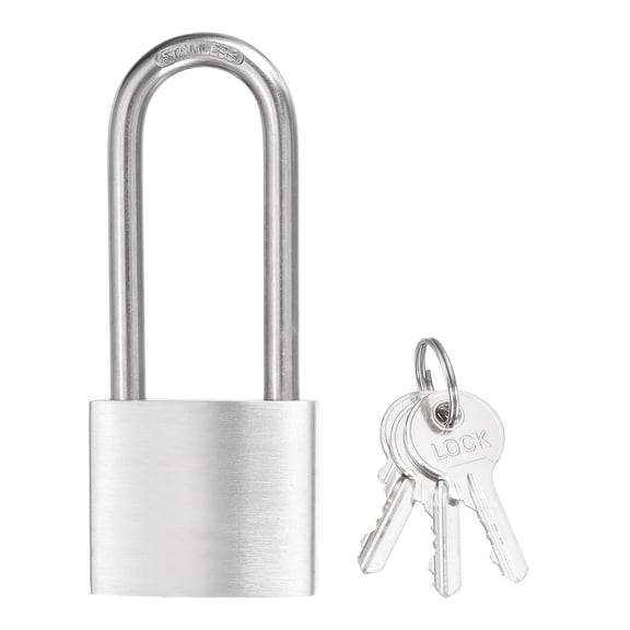 Uxcell Stainless Steel Pin Tumbler Padlock with 3 Keys (1-9/16", H: 95mm)(1Pcs) - Marine Grade Rustproof Padlock Short Shackle Lock Keyed Different for Workshop Warehouse Doors