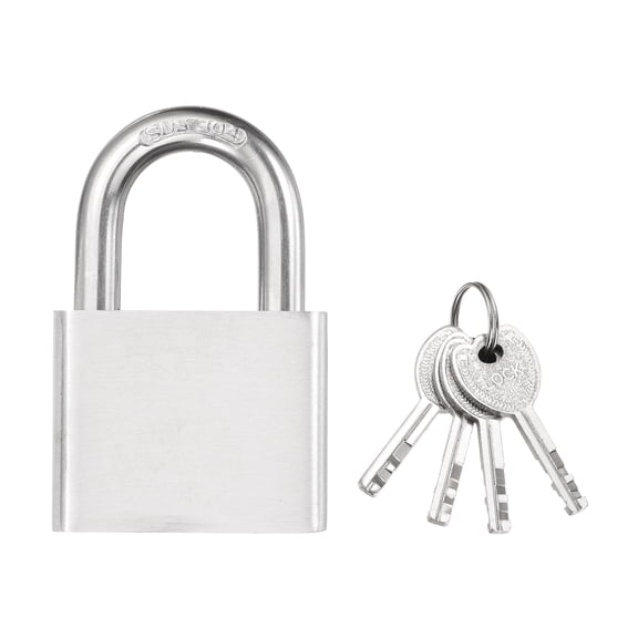 Uxcell Stainless Steel Pin Tumbler Padlock with 4 Keys (1-9/16", H: 61mm)(1Pcs) - Marine Grade Rustproof Padlock Short Shackle Lock Keyed Different for Workshop Warehouse Doors