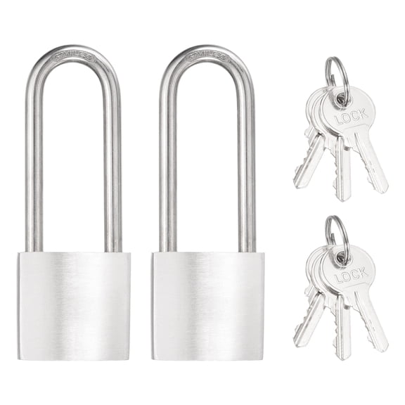 Uxcell Stainless Steel Pin Tumbler Padlock with 6 Keys (1-1/4", H: 86.5mm)(2Pcs) - Marine Grade Rustproof Padlock Short Shackle Lock Keyed Different for Workshop Warehouse Doors