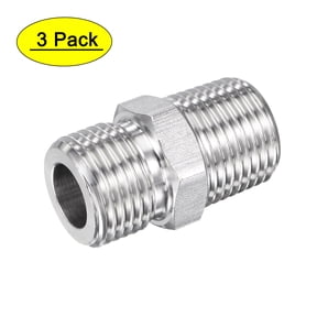 Uxcell Stainless Steel Pipe Fitting Reducer Adapter G 1/2Male x 1/2NPT Male for Water Oil Air Pressure Gauge, 3Pack