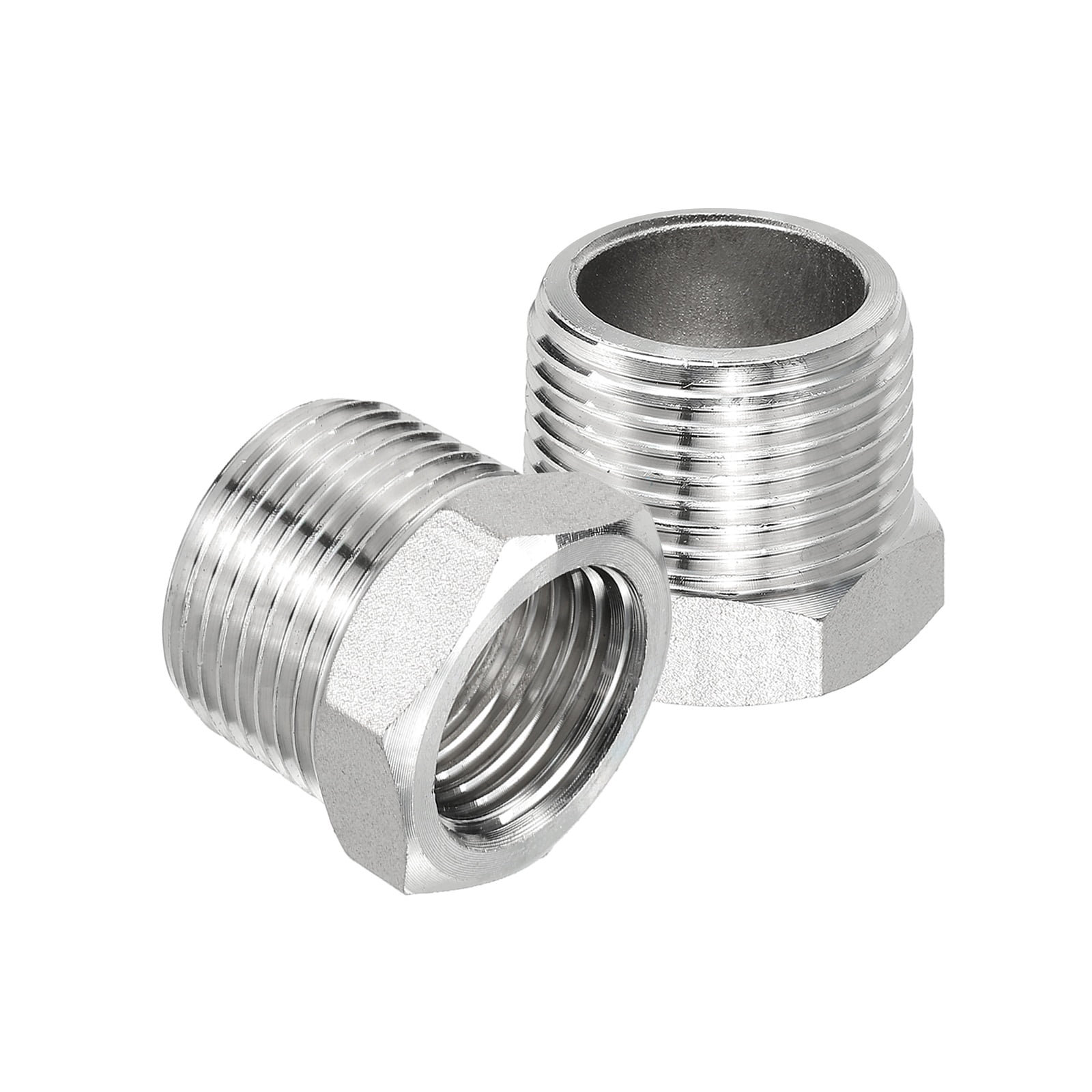 Uxcell Stainless Steel Reducer Hex Bushing, Pipe Reducing Adapter ...