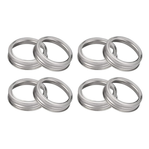Uxcell Stainless Steel Regular Mouth Mason Jar Replacement Rings Anti-rust for Mason Ball Canning Jars 8Pcs