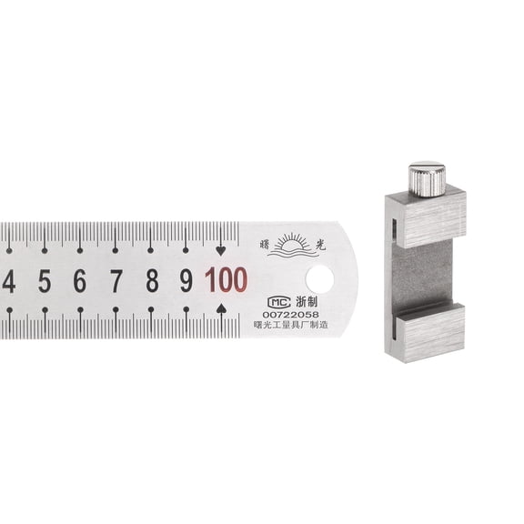 Uxcell Stainless Steel Ruler with Scriber Block 40" Metric Inch Ruler with 33mm Locating Vernier Slider, Silver Tone
