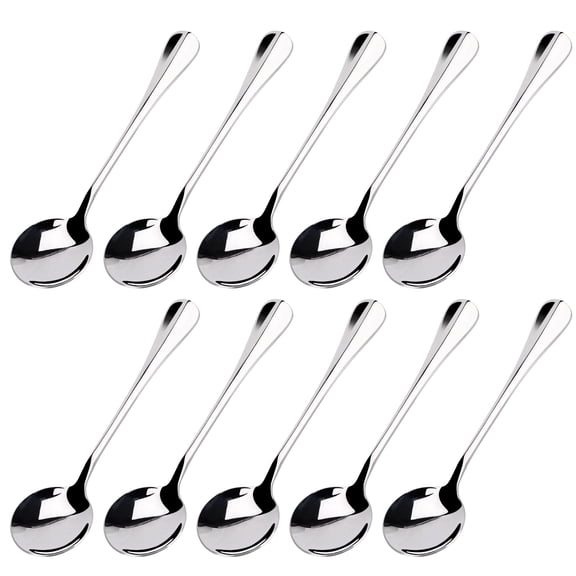 Uxcell Stainless Steel Spoons 10 Pcs Soup Spoon Sugar Dining Spoons 5.1" Length