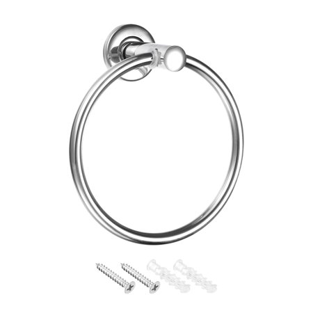 Uxcell Stainless Steel Towel Rings Wall Mounted Round Hanging Holder with Screws, Silver Tone 3 Pack