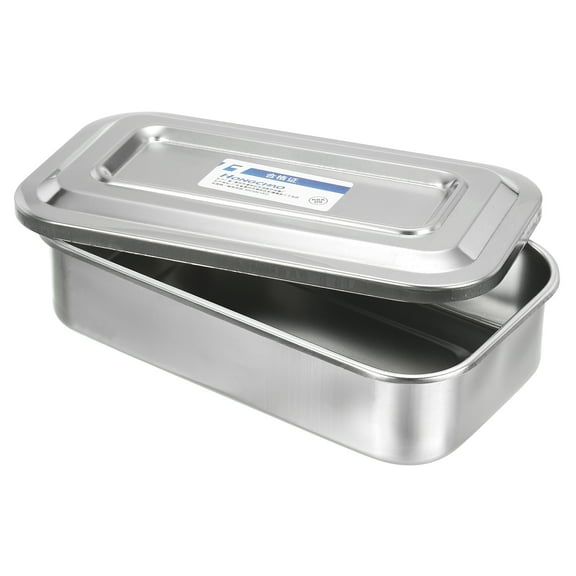 Uxcell Stainless Steel Tray with Lid, 21x12cm Lab Instrument Organizer Tool