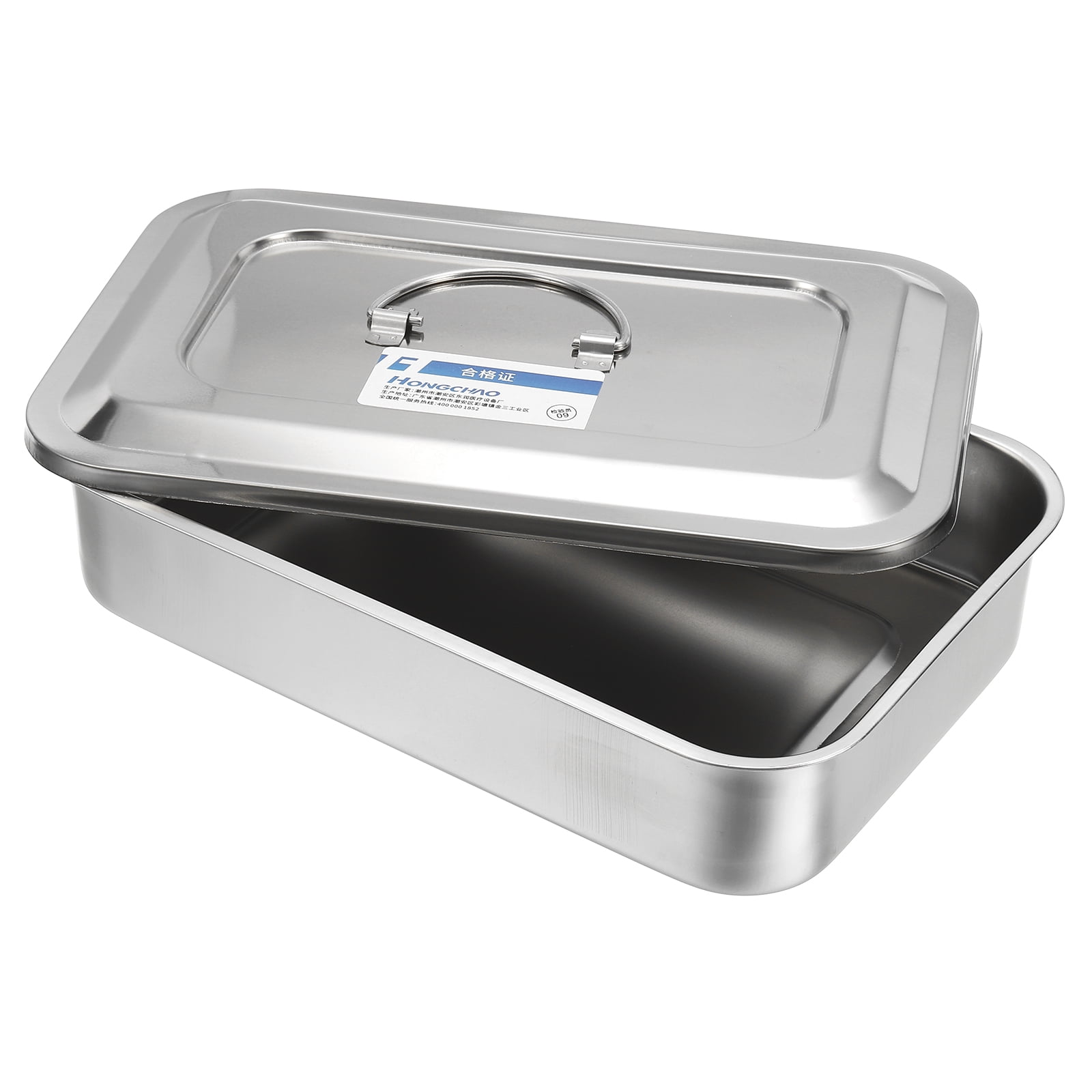 Uxcell Stainless Steel Tray with Lid Handle, 24x16cm Lab Instrument