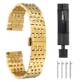 thumbnail image 1 of Uxcell Stainless Steel Watch Bands 19mm Double Pressing Butterfly Clasp Metal Solid Steel Chain Watch Strap, Gold Tone, 1 of 7