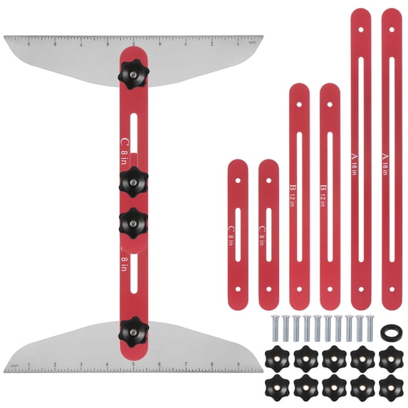 Uxcell Stair Tread Template Tool 9"to 54" Adjustable Length for Stair Treads, Red