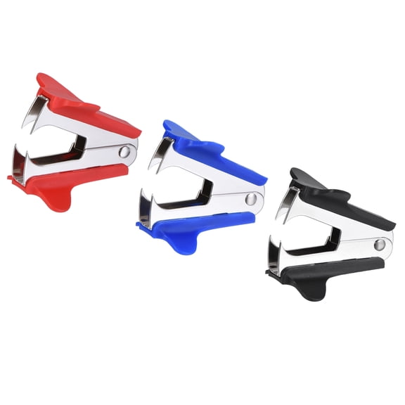 Uxcell Staplers Puller Steel Jaw Office Home Staple Remover Tools, Black Blue Red 3 Pack