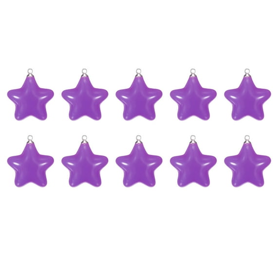 Uxcell Star Bead Pendants with Charm Loop for Craft, 10Pcs Dark Purple