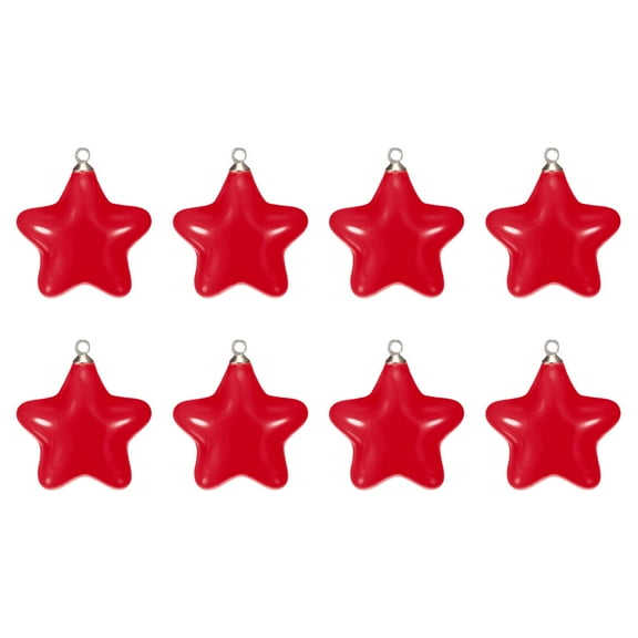 Uxcell Star Bead Pendants with Charm Loop for Craft, 8Pcs Red