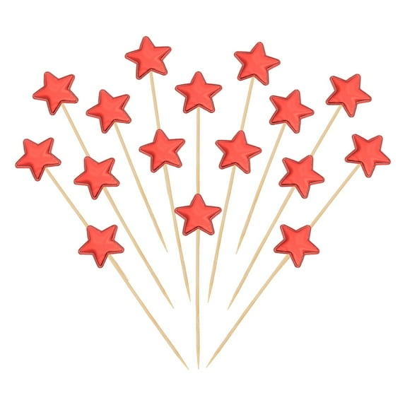 Uxcell Star Cupcake sticks Mini Cupcake Picks for Birthday 30 Pack Red