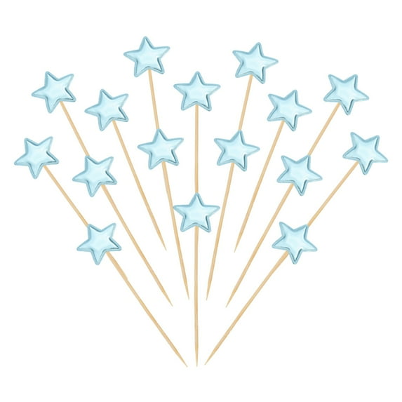 Uxcell Star Cupcake Toppers Glitter Star Cake Toppers Mini Cupcake Picks, Fit for Wedding Engagement Cake Decorations Light Blue