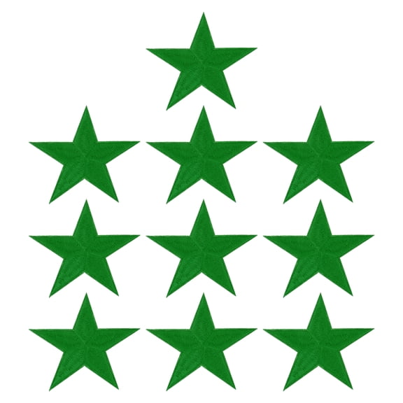 Uxcell Star Iron-on Patches, 10 Pcs Sew on Star Embroidered Patches Appliques Embellishments for Clothing Jackets Hat Backpack Repairing Decorations, Green, 3" x 2.8"