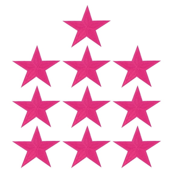 Uxcell Star Iron-on Patches, 10 Pcs Sew on Star Embroidered Patches Appliques Embellishments for Clothing Jackets Hat Backpack Repairing Decorations, Rose Red, 3" x 2.8"
