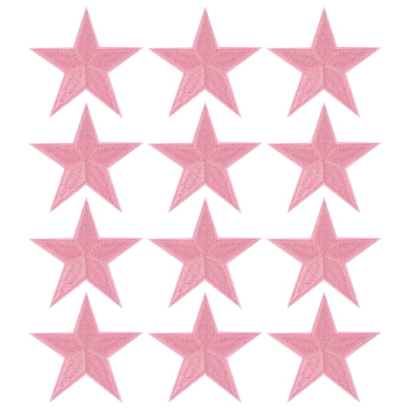 Uxcell Star Iron-on Patches, 12 Pcs Sew on Star Embroidered Patches Appliques Embellishments for Clothing Jackets Hat Backpack Repairing Decorations, Pink, 3.2" x 3.2"