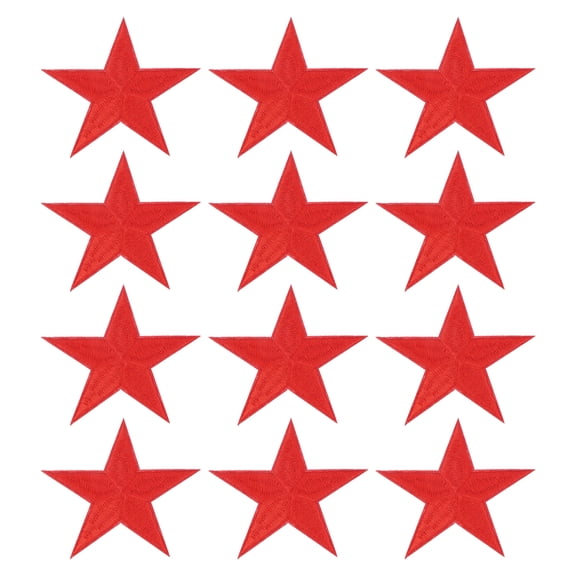 Uxcell Star Iron-on Patches, 12 Pcs Sew on Star Embroidered Patches Appliques Embellishments for Clothing Jackets Hat Backpack Repairing Decorations, Red, 3.2" x 3.2"