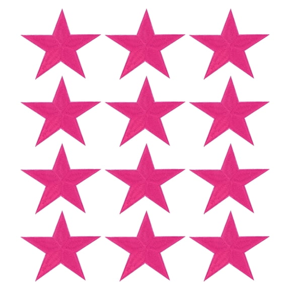 Uxcell Star Iron-on Patches, 12 Pcs Sew on Star Embroidered Patches Appliques Embellishments for Clothing Jackets Hat Backpack Repairing Decorations, Rose Red, 3.2" x 3.2"