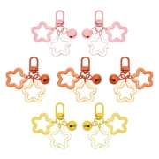 Uxcell Star Keychain, 7 Pcs Candy Color Acrylic Pentagram Keychain Stars Charms Bell Keychains Pendant Keychain Clip for Keys Bag Accessories, Orange/Yellow/Pink