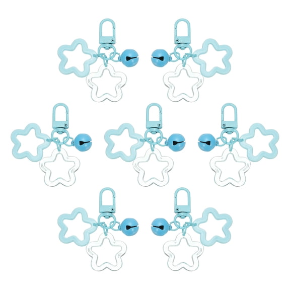 Uxcell Star Keychain 7 Pcs Candy Color Acrylic Pentagram Keychain Blue