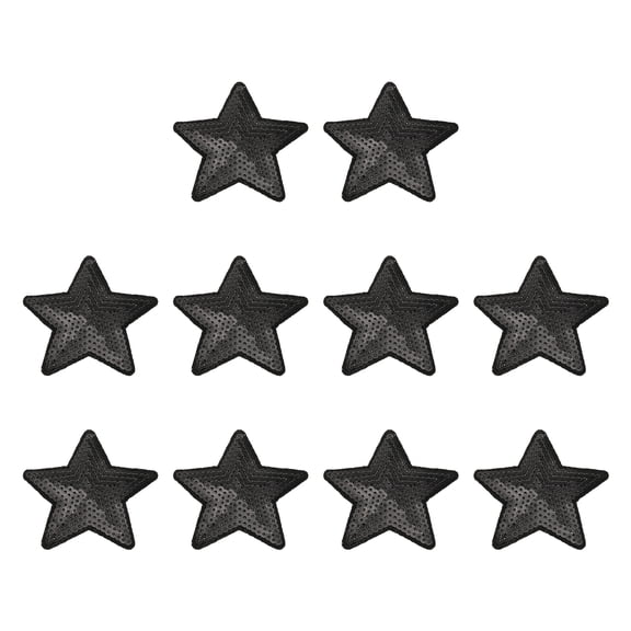 Uxcell Star Patches for Clothes, Sequin Star Iron Embroidered on Decorative for Holes Hats Jeans Repair Bags DIY Craft Black