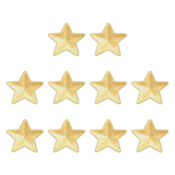 Uxcell Star Patches for Clothes, Sequin Star Iron Embroidered on Decorative for Holes Hats Jeans Repair Bags DIY Craft Gold