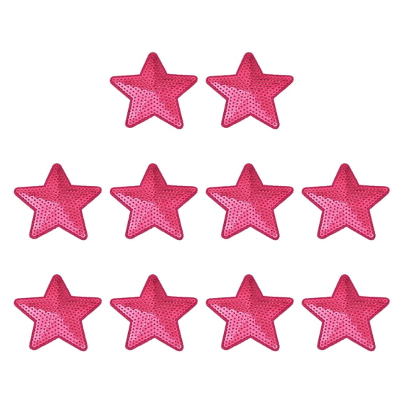 Uxcell Star Patches for Clothes, Sequin Star Iron Embroidered on Decorative for Holes Hats Jeans Repair Bags DIY Craft Rose Red