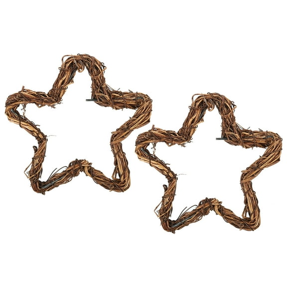 Uxcell Star Rattan Wreath, 2Pcs 15CM Christmas Natural Vine Branch Wreath Garland Floral Ring Hoop, Brown