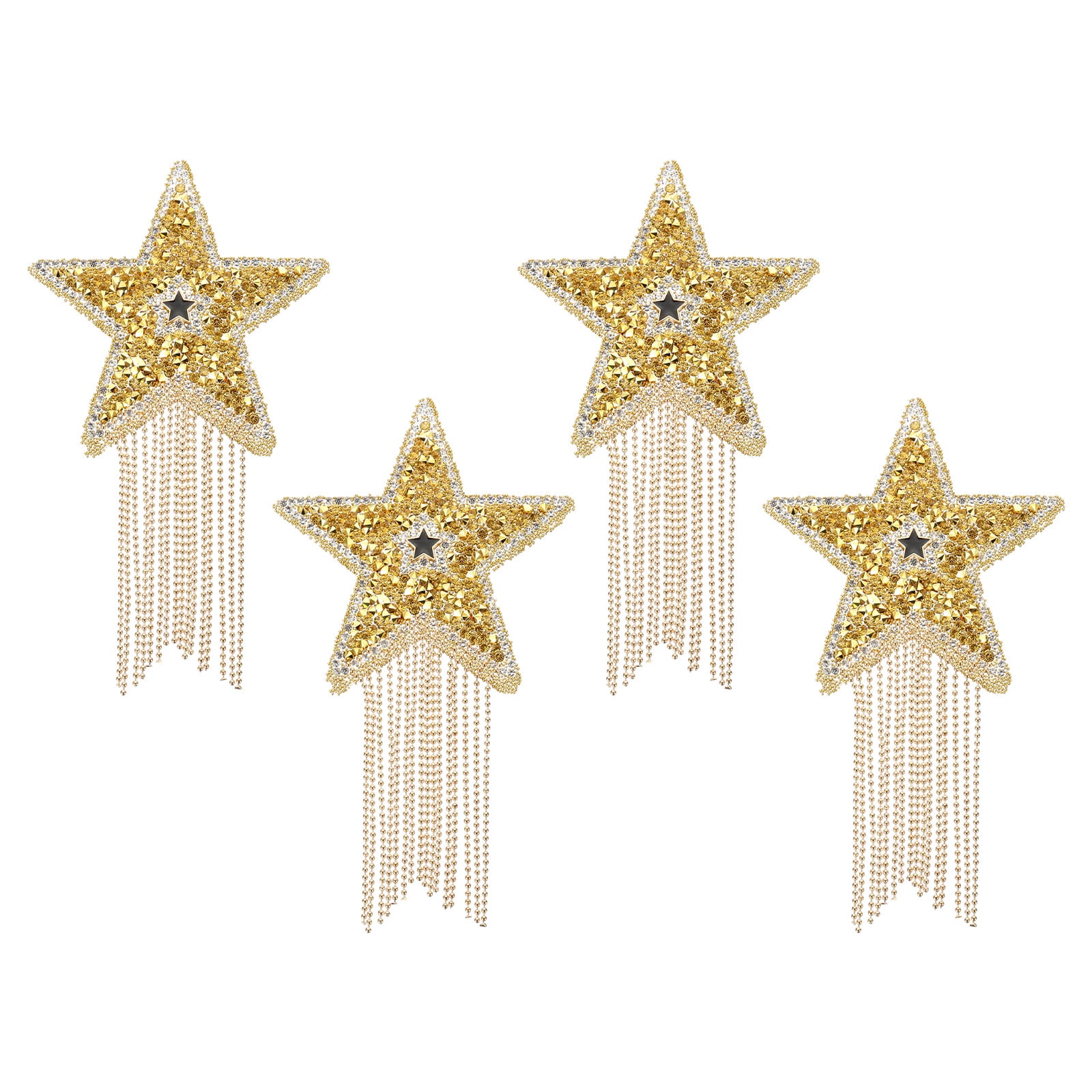 Uxcell Star Rhinestone Patches, 4 Pcs Star Shape Iron on Applique ...