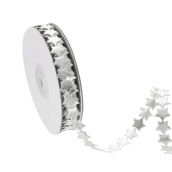 Uxcell Star Ribbon Trim, 1/2" x 10.94 Yard Polyester Ribbon Trim Sparkly Decoration Ribbons for Holiday Wedding Decoration Gift Cake Wrapping, Silver