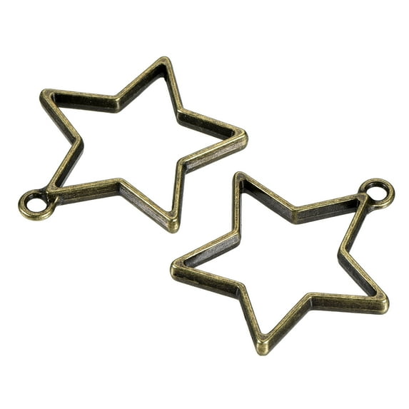 Uxcell Star Shape Hollow Resin Pendants Frames for DIY Crafts Bronze 10 Pack