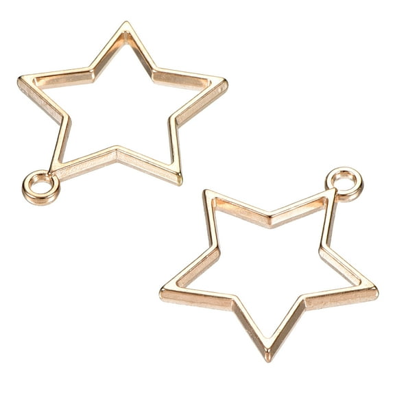 Uxcell Star Shape Hollow Resin Pendants Frames for DIY Crafts Gold Tone 10 Pack