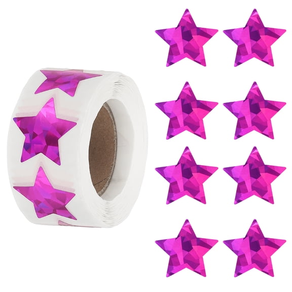 Uxcell Star Stickers Roll, Sparkly Foil Star Labels for Reward Behavior Chart Teachers Supplies DIY Crafts Purple