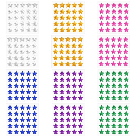 Uxcell Star Stickers, Self Adhesive Acrylic Star Rhinestones Jewel Sticker for Crafting DIY Red/Blue/Green/Yellow/White/Purple