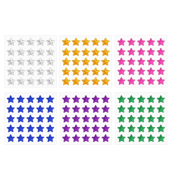 Uxcell Star Stickers, Self Adhesive Acrylic Stars Rhinestones Jewel Sticker Sheet for Crafting Decor Red/Blue/Green/Yellow/White/Purple