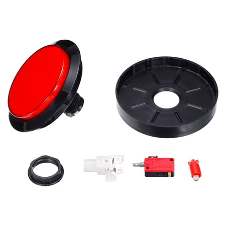 Uxcell Starts Arcade Buttons ABS Micro Switch Flat Large Circle with LED Light for Video Games Parts DC 12V Red
