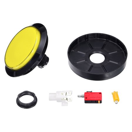 Uxcell Starts Arcade Buttons ABS Micro Switch Flat Large Circle with LED Light for Video Games Parts DC 12V Yellow
