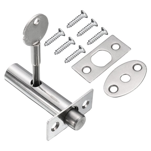 Uxcell Steel Cylinder Core Hidden Mortise Lock Hidden Tube Well Key Mortise Lock with Key and Screw for Door Hardware 16x60mm