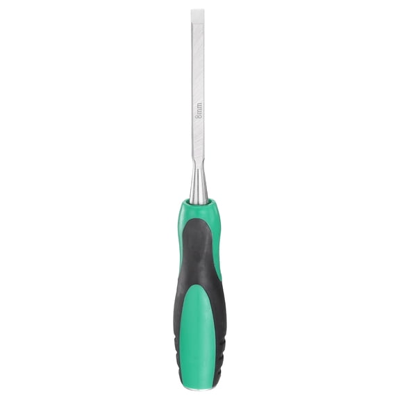 Uxcell Steel Wood Chisel 5/16" Wide Blade Wood Working Flat Tip Chisel Woodworking Hand Tool with Plastic Non-Slip Handle for Carpentry Carving DIY Projects, Green-Black