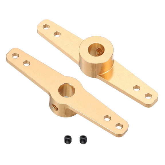 Uxcell Steering Servo Arm Double Aluminum Steering Arm Servo Horn -5mm for RC Model Car Robot Boat Airplane Pack of 2 (Gold)
