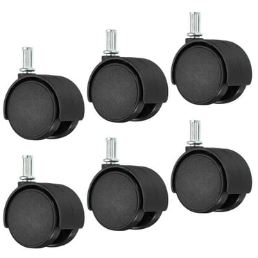 Uxcell 1.5" Stem Swivel Casters Nylon 360 Degree Swivel Stem Wheels Black 6 Pack