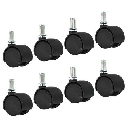 Uxcell 1.2" Stem Swivel Casters Nylon 360 Degree Swivel Stem Wheels Black 8 Pack
