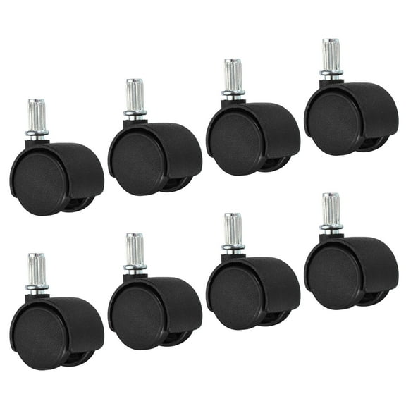Uxcell 1.2" Stem Swivel Casters Nylon 360 Degree Swivel Stem Wheels Black 8 Pack