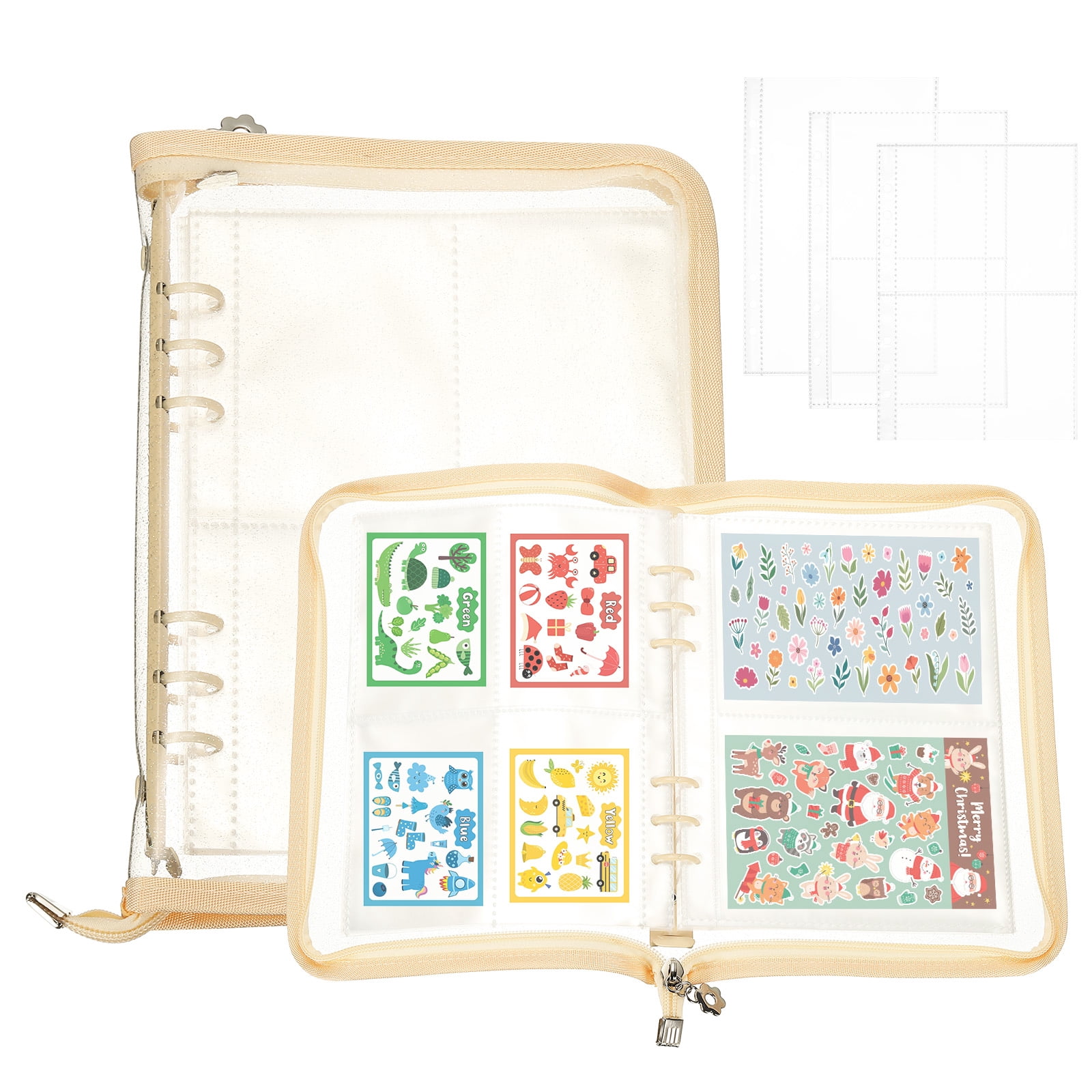 Uxcell Sticker Organizer Binder, Reusable A5 Album with 180 Pocket, Wheat Color