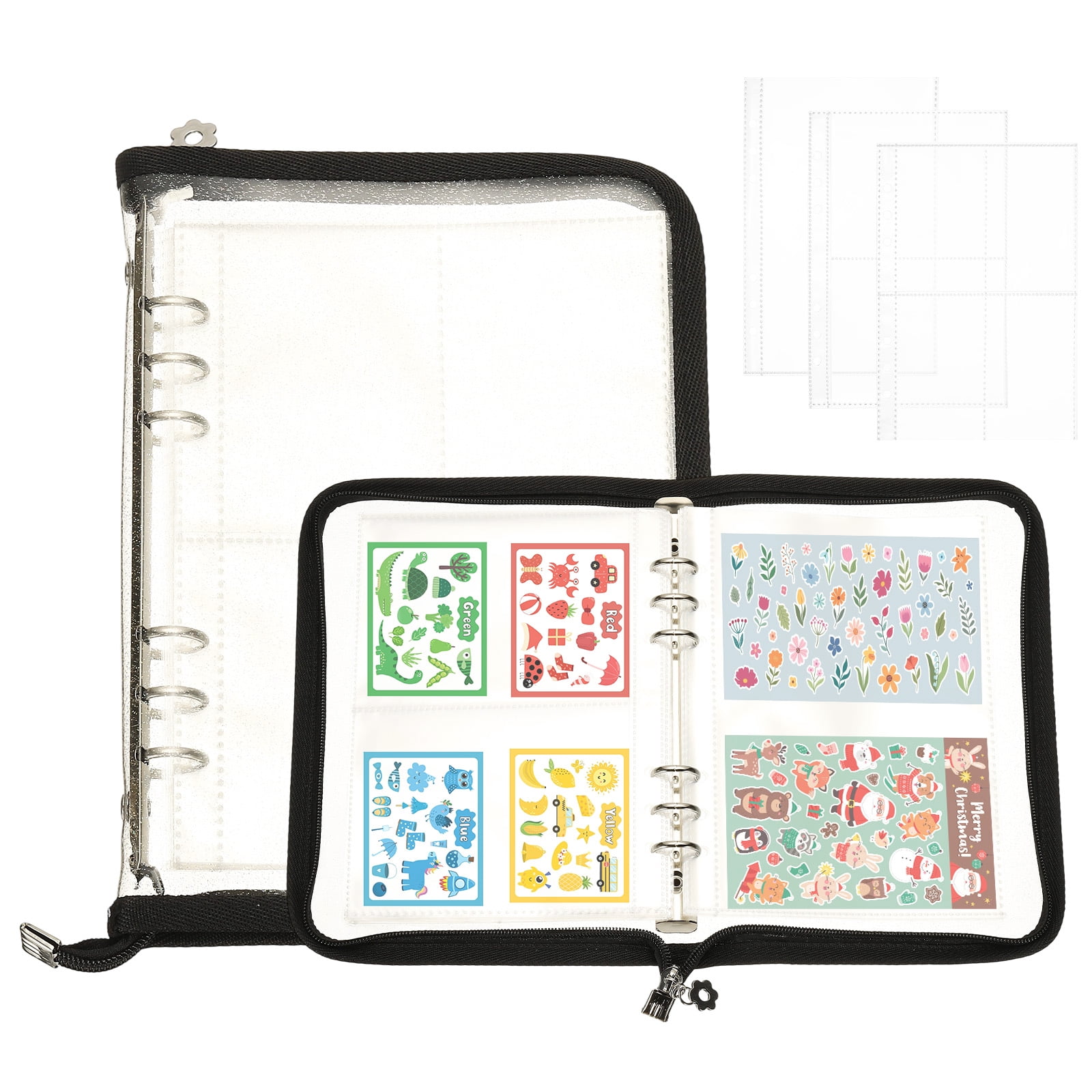 Uxcell Sticker Organizer Binder, Reusable A5 Album with 220 Pocket, Black