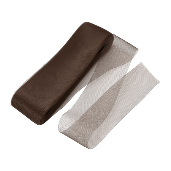 Uxcell Stiff Horsehair Braid 50 Yards 3 Inch Soft Horsehair Trim for Polyester Boning Sewing Wedding Dress Dance Gown Shaping Trimming, Dark Brown